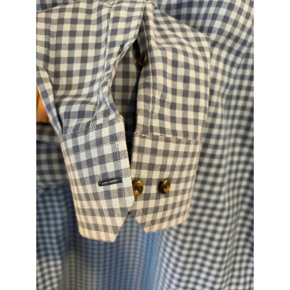 David Donahue Blue Gingham Button Down Shirt XL 100% Cotton Long Sleeve - Picture 6 of 7